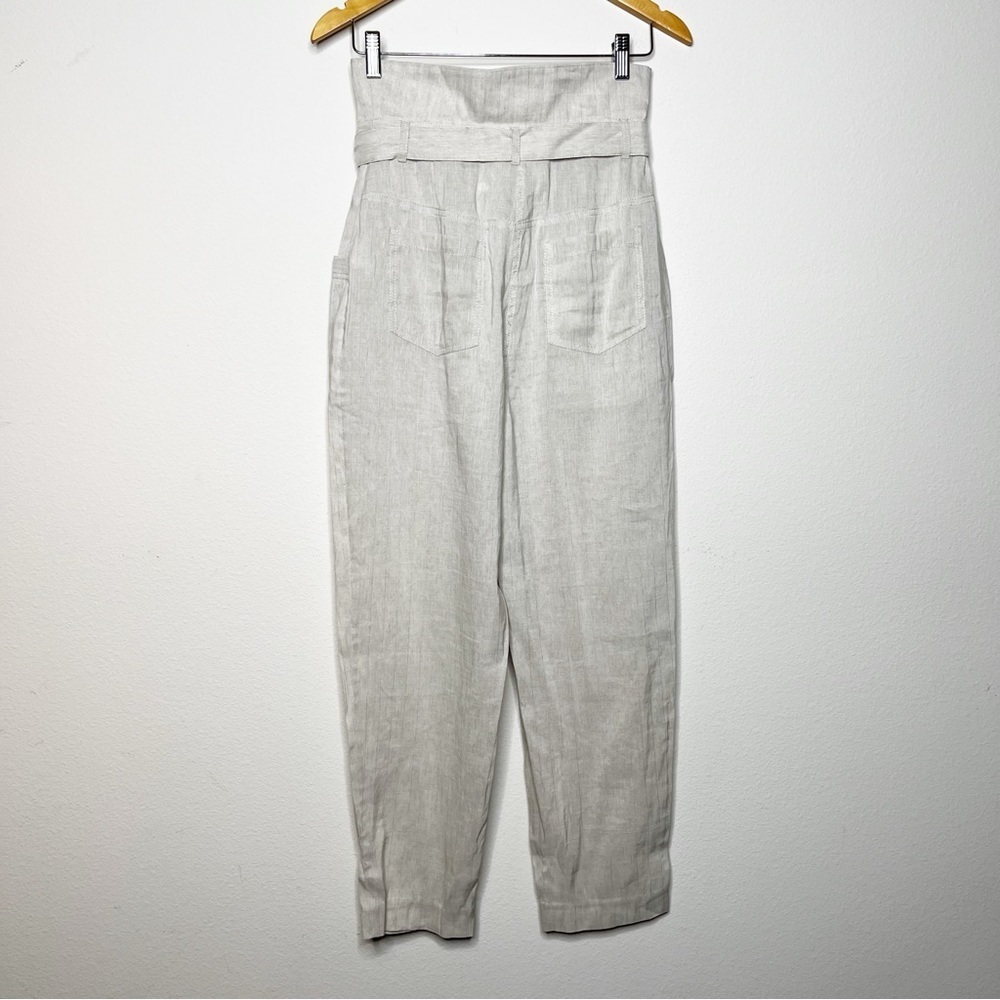 Jonathan Simkhai Penny Draped Textured Taped Belted Crop Linen Pant - Picture 8 of 11